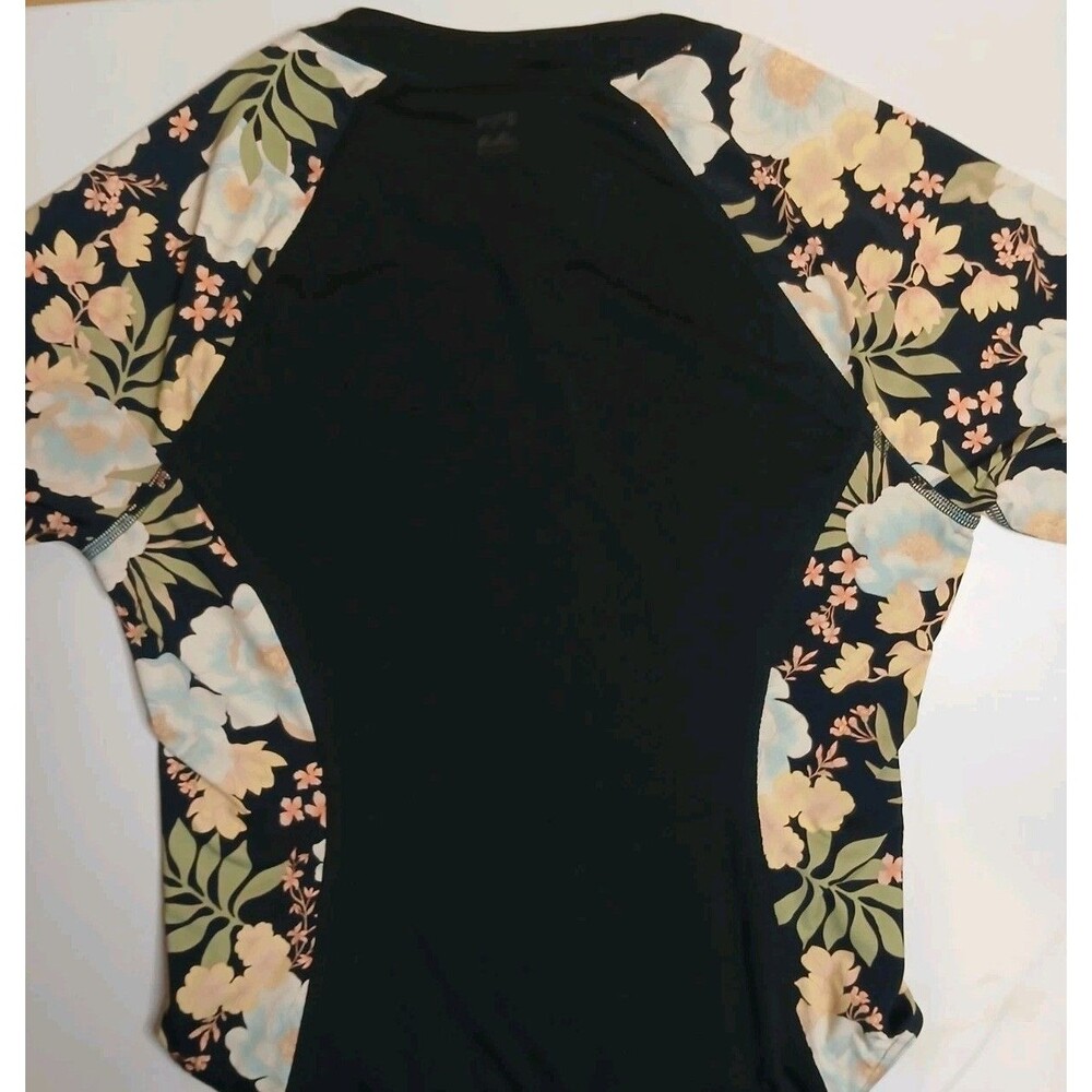 BILLABONG Swimsuit Sz M/L Zip Front Long Sleeve UV Protection Black/Tropical $99 - Picture 3 of 16